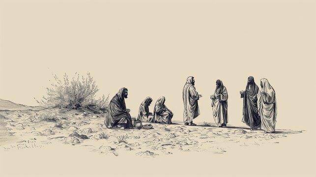 The Story of the Manna from Heaven in the Wilderness - Biblical Illustration