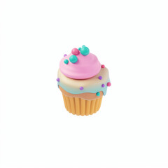 Cupcake icon in 3D style on a white background