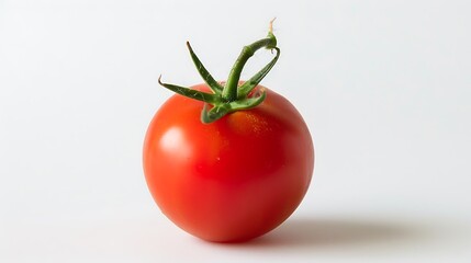 Fresh red tomato isolated on a pristine white background, ready to add vibrant flavor to your dishes.