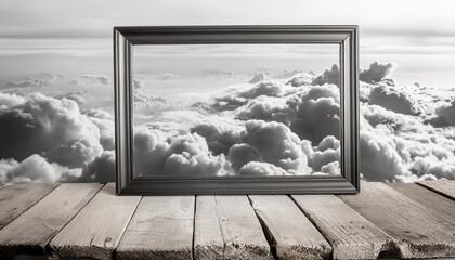 a close up of a chalkboard with a black frame showing grey tints and shades like a monochrome photograph the cloud pattern resembles cumulus clouds creating a sense of darkness against the horizon