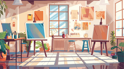 Art studio interior. Classroom workshop of creative