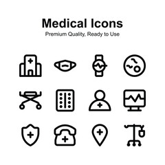Medical and healthcare icons set, premium quality vectors