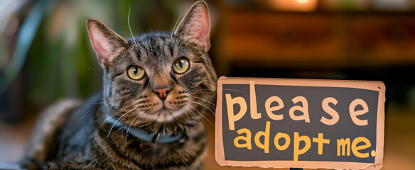 Adorable tabby cat with a please