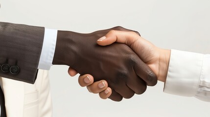 Capture a close-up shot of a professional handshake between a diverse mentor and mentee, highlighting trust and respect, in photorealistic detail