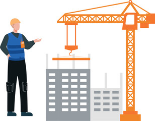Worker looking at crane. © Flaticons