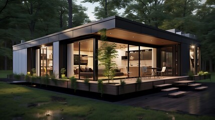 Fototapeta premium Innovative Design: Portrayal of a Cutting-Edge House