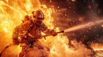 a firefighter battling a fire