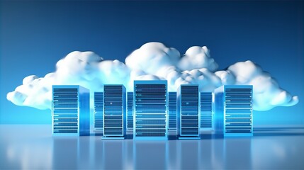 Fototapeta premium Cloud Computing Technology Concept Illustration with Sky and Data Network Symbol