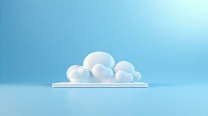 Cloud Computing Technology Concept Illustration with Sky and Data Network Symbol