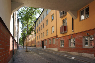 View of a city street amidst buildings