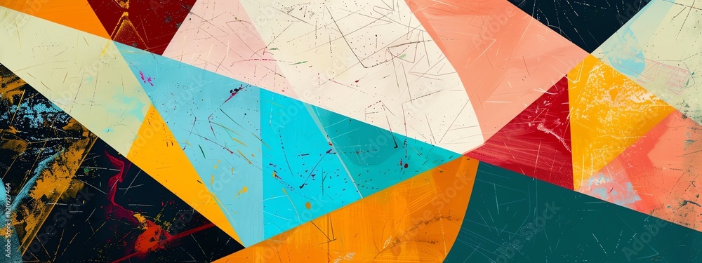 Aufkleber vibrant abstract geometric artwork with an array of colors and sharp angles, creating a dynamic and 