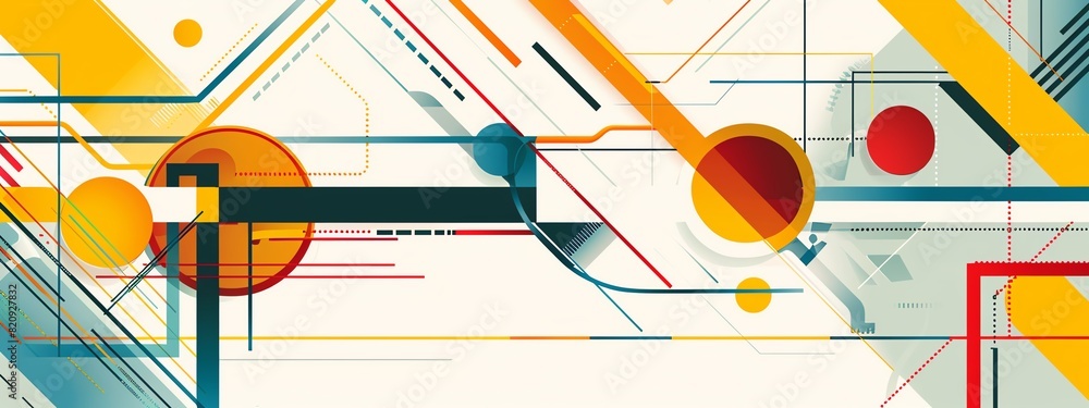 Aufkleber abstract geometric background with colorful lines and shapes, modern design, and dynamic composition