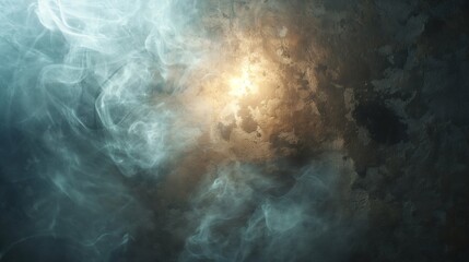 Atmospheric Gritty Smoke with Singular Light Source Against Rough Plaster Wall