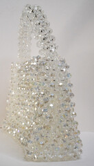 silver jewelry box with pearl necklace Crystal bag glass 