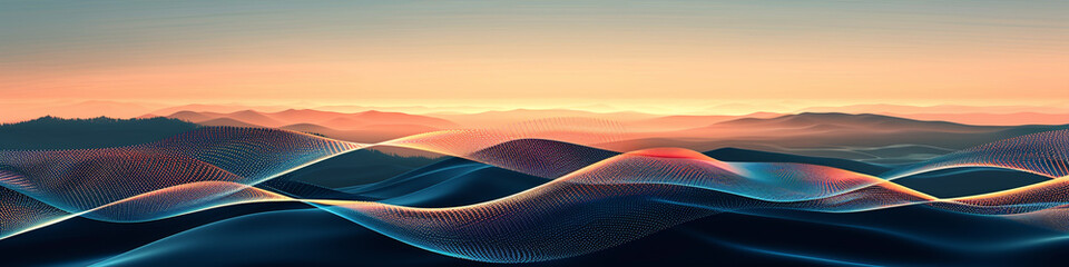 Develop a vector graphic of sound waves vibrating and curving gracefully in a wave-like style...