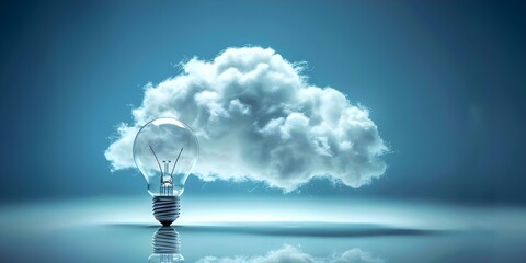 Lightbulb cloud symbolizes innovative power potential of cloud computing. Concept Cloud Computing, Innovative Power, Lightbulb Symbol, Technology, Potential