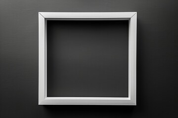 Minimalist composition: white matte luma box frame with rounded edges, isolated on a stark black background