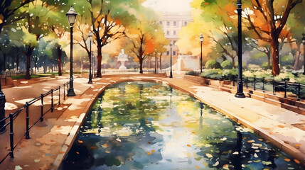 City Parks Watercolor