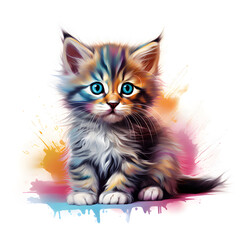 Cute Cat with paint effects