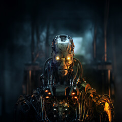 Fototapeta premium image of a robot with glowing eyes