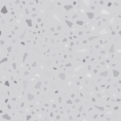 Seamless Venetian Abstract Texture. Gray Mosaic Floor Background. Terrazzo Stone Modern Material. Marble Home Italian Pattern. Vector Terrazzo Granite Design. Stone Concrete Irregular Print. Glass Art