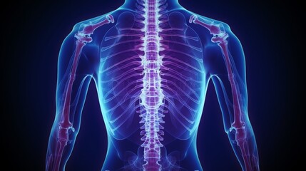 ing of human spine and skeleton, highlighting anatomy and medical concept with a detailed view of the vertebral column.