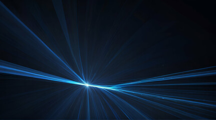 Digital image of light rays, stripes lines with blue light, speed and motion blur over dark blue background , Generative.AI