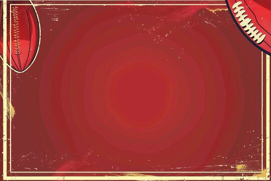 cartoon invitation featuring a detailed football colored in red, white, and blue. The card boasts a crisp white border and rests on a cheerful blue background. It's game time