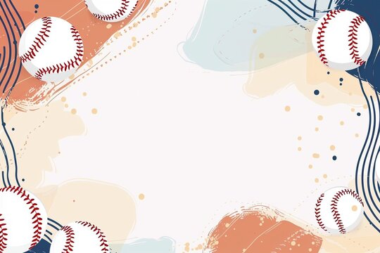 Minimalist studio scene: Red and blue baseballs frame a central space for text on a clean white background.