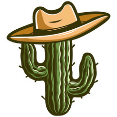 cactus logo, cactus with cowboy hat