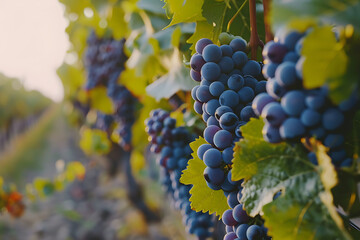Expansive vineyards filled with ripe grapes, showcasing the beauty and abundance of large plantations.