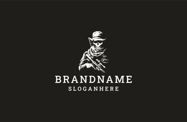 Skull army logo template vector illustration design