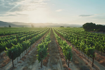 Expansive vineyards filled with ripe grapes, showcasing the beauty and abundance of large plantations.