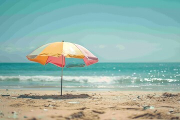Slider and fountains surrounded by rubber rings, beach chairs, ice cream and umbrellas on a pink background.-3d rendering... Beautiful simple AI generated image in 4K, unique.