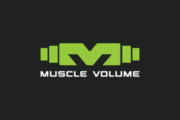 Gym, Fitness, Health, and Medical Related Logo with the Letter MV and Dumbbell.