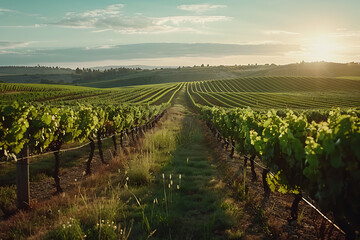 Expansive vineyards filled with ripe grapes, showcasing the beauty and abundance of large plantations.