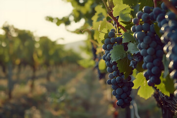 Expansive vineyards filled with ripe grapes, showcasing the beauty and abundance of large plantations.