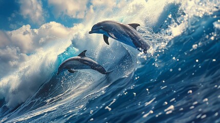 dolphins jumping out of the water