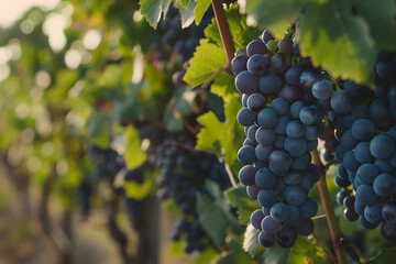 Expansive vineyards filled with ripe grapes, showcasing the beauty and abundance of large plantations.