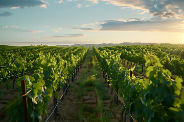 Expansive vineyards filled with ripe grapes, showcasing the beauty and abundance of large plantations.