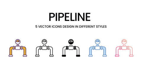 Pipeline  Icons different style vector stock illustration