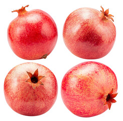 set of pomegranates isolated on a white background. Clipping path