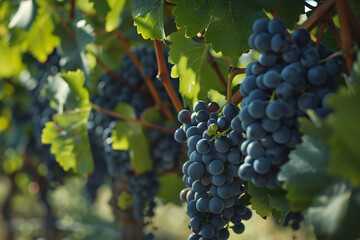 Obraz premium Expansive vineyards filled with ripe grapes, showcasing the beauty and abundance of large plantations.