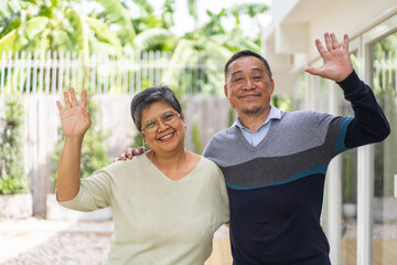 Romantic family sweet happy love senior asian couple having fun and smiling.Happy asian elderly man...