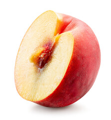 half of peach isolated on a white background. Clipping path