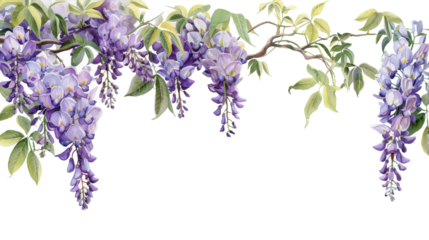 Majestic Purple Blossoms Dancing on White Canvas