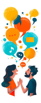 Couple parlant avec des bulles