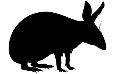 Vector Logo Illustration Aardvark Walking Silhouette, Aardvark silhouette vector, Wild Animal
