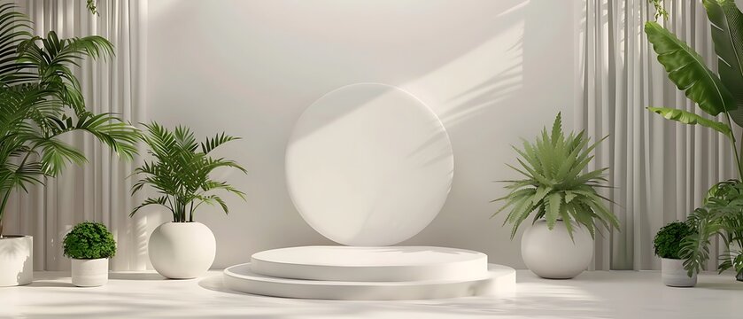 Elegant 3D Podium Display with Minimalist Design and Luxury Lighting Background