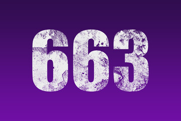 flat white grunge number of 663 on purple background.	